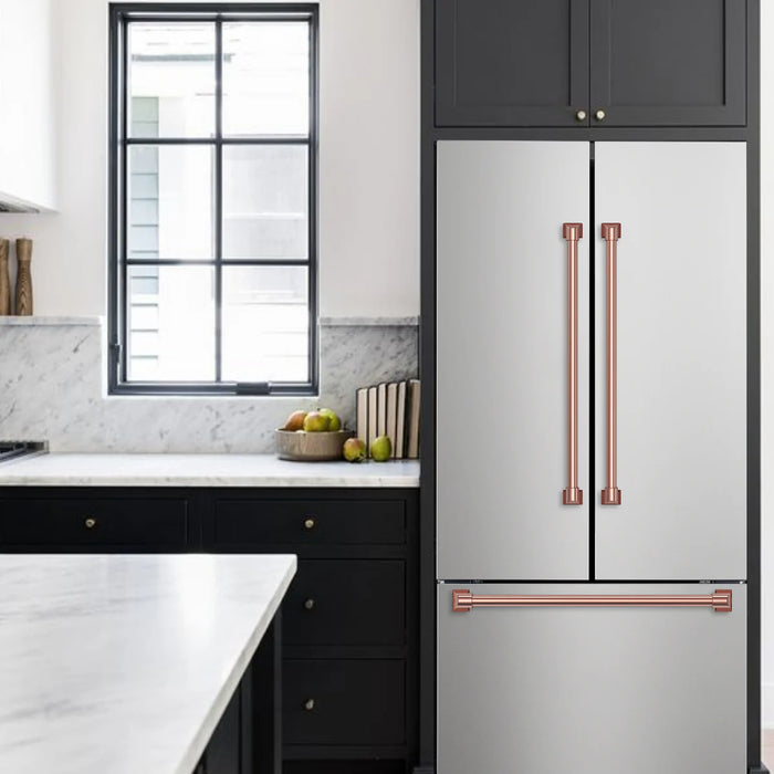 Gordon Ramsay by THOR Kitchen Package - 36" Electric Range, 30" Refrigerator with Ice Maker and Dishwasher in Stainless Steel with Rose Gold Accents, AP-RSE36-RSG-1