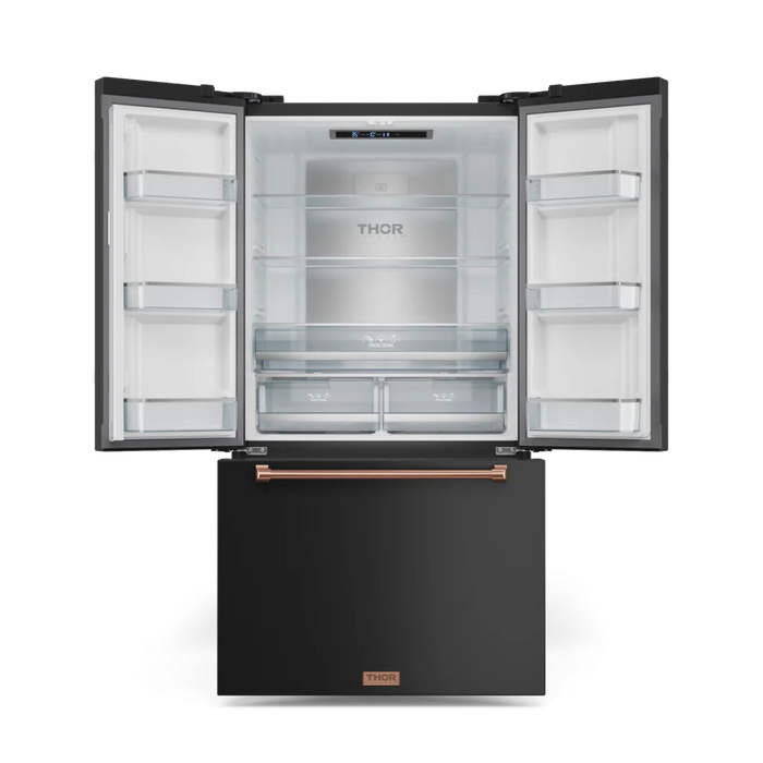 Gordon Ramsay by THOR Kitchen Package - 30" Gas Range, 36" Refrigerator with Ice Maker and Dishwasher in Black Matte with Rose Gold Accents, AP-RSG30BLP-RSG-2