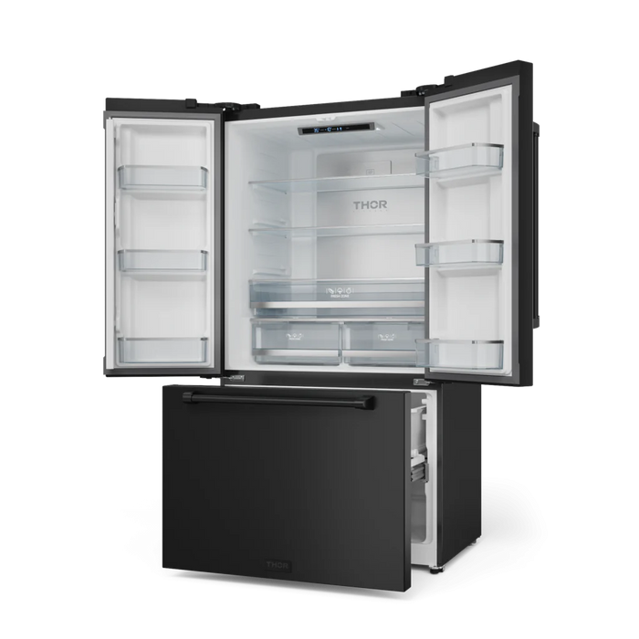 Gordon Ramsay by THOR Kitchen 36" 20.3 cu. ft. French Door Counter Depth Refrigerator with Ice Maker in Matte Black, RF3621CTD00