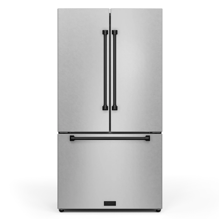 Gordon Ramsay by THOR Kitchen Package - 48" Gas Range, 36" Refrigerator with Ice Maker and Dishwasher in Stainless Steel with Black Accents, AP-RSG48E-BLK-2