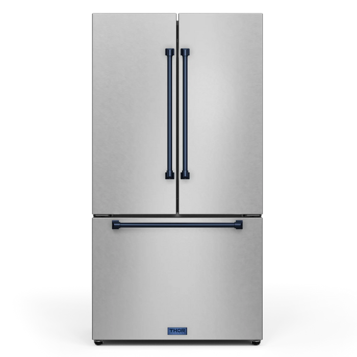 Gordon Ramsay by THOR Kitchen Package - 36" Gas Range, 36" Refrigerator with Ice Maker and Dishwasher in Stainless Steel with Navy Blue Accents, AP-RSG36LP-BLU-2