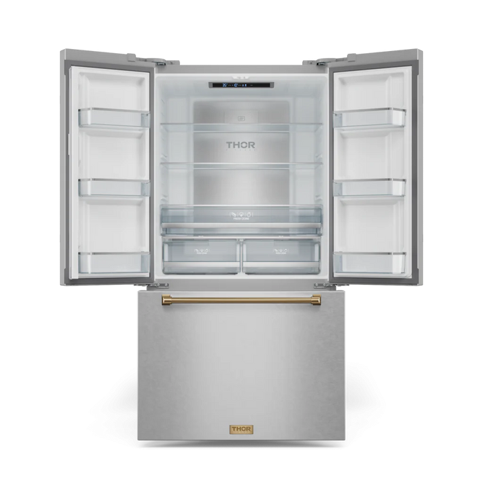 Gordon Ramsay by THOR Kitchen Package - 30" Electric Range, 36" Refrigerator with Ice Maker and Dishwasher in Stainless Steel with Bronze Accents, AP-RSE30-BRZ-2