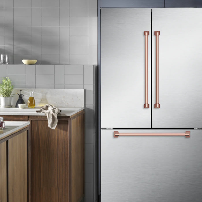 Gordon Ramsay by THOR Kitchen Package - 36" Gas Range, 36" Refrigerator with Ice Maker and Dishwasher in Stainless Steel with Rose Gold Accents, AP-RSG36-RSG-2