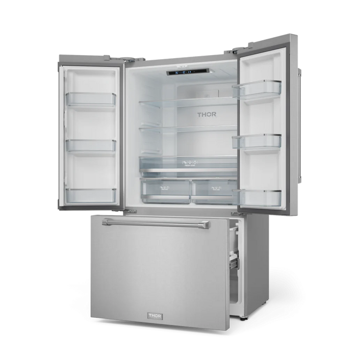 Gordon Ramsay by THOR Kitchen Package - 36" Electric Range, 36" Refrigerator with Ice Maker and Dishwasher in Stainless Steel, AP-RSE36-2