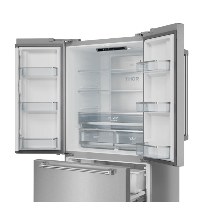 Gordon Ramsay by THOR Kitchen 36" 20.3 cu. ft. French Door Counter Depth Refrigerator with Ice Maker in Stainless Steel, RF3621CTD99