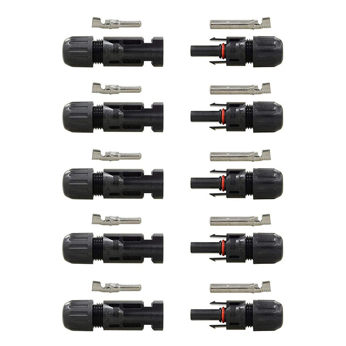 Renogy 5 Pairs of MC4 Male/Female Solar Panel Cable Connectors with Double Seal Rings for Enhanced Waterproof Performance