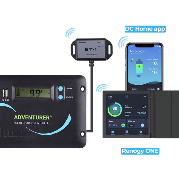 Renogy Adventurer-Li 30A Negative-Ground PWM Flush Mount Charge Controller with LCD Display