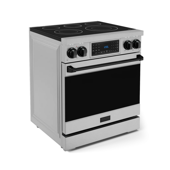Gordon Ramsay by THOR Kitchen Package - 30" Electric Range, 36" Refrigerator with Ice Maker and Dishwasher in Stainless Steel with Black Accents, AP-RSE30-BLK-2