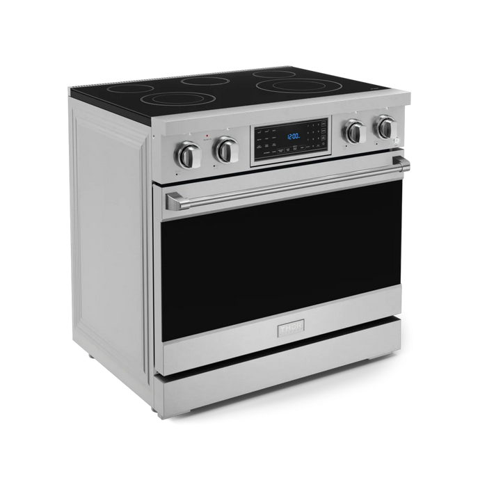 Gordon Ramsay by THOR Kitchen Package - 36" Electric Range, 30" Refrigerator with Ice Maker and Dishwasher in Stainless Steel, AP-RSE36-1
