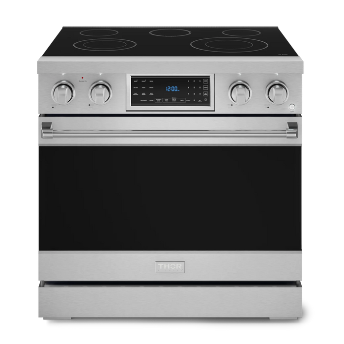 Gordon Ramsay by THOR Kitchen Package - 36" Electric Range, 30" Refrigerator with Ice Maker and Dishwasher in Stainless Steel, AP-RSE36-1