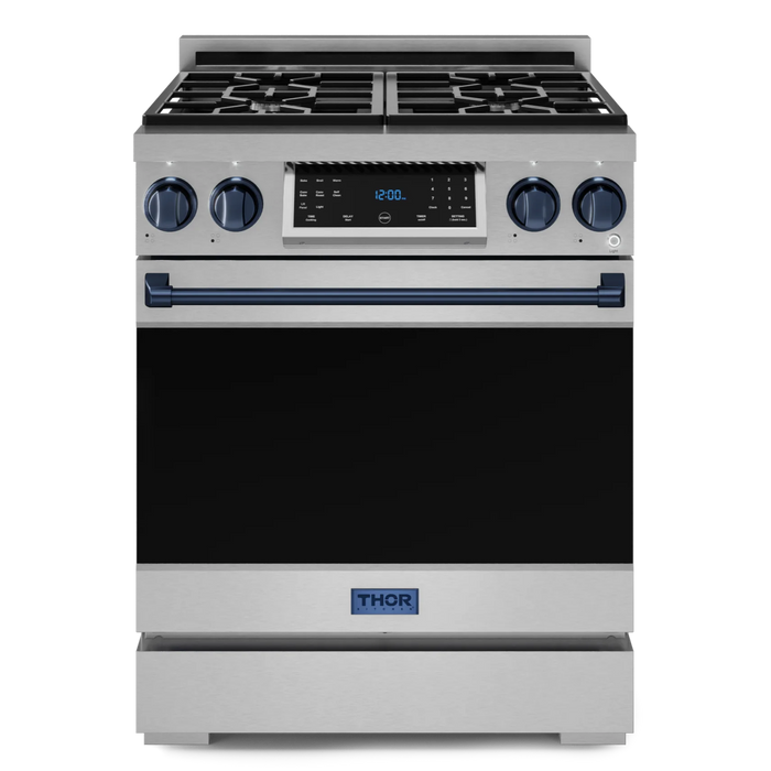 Gordon Ramsay by THOR Kitchen Package - 30" Gas Range, 36" Refrigerator with Ice Maker and Dishwasher in Stainless Steel with Navy Blue Accents, AP-RSG30LP-BLU-2