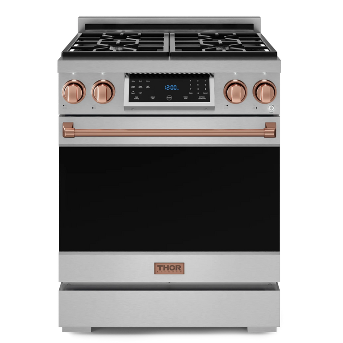 Gordon Ramsay by THOR Kitchen Package - 30" Gas Range, 36" Refrigerator with Ice Maker and Dishwasher in Stainless Steel with Rose Gold Accents, AP-RSG30-RSG-2