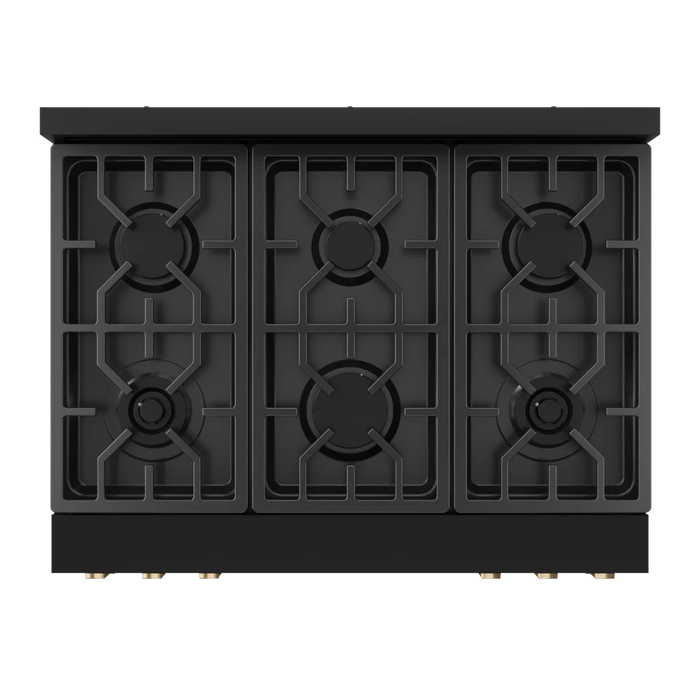 Gordon Ramsay by THOR Kitchen 36" 6.0 cu. ft. Professional Propane Gas Range with Tilt Panel Touch Control, Self-Clean and Air Fry in Matte Black with Bronze Accents, RSG36BLP-BRZ