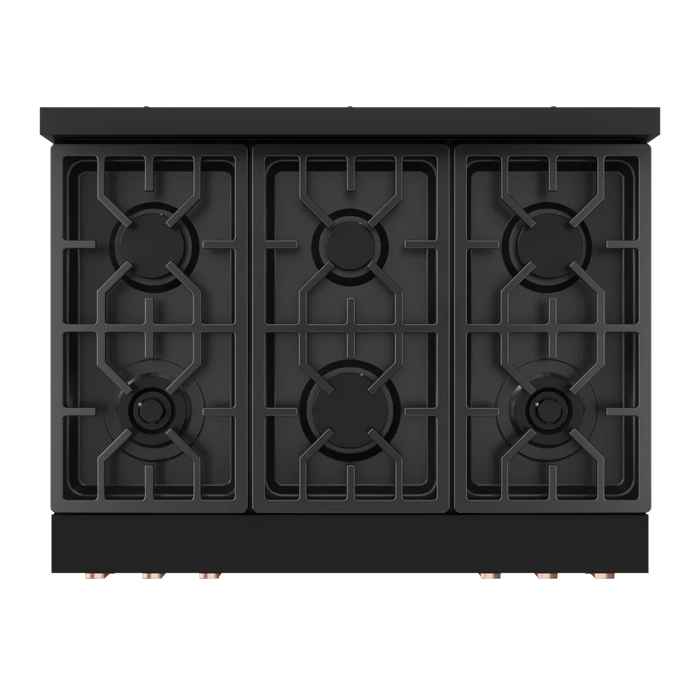 Gordon Ramsay by THOR Kitchen 36" 6.0 cu. ft. Professional Propane Gas Range with Tilt Panel Touch Control, Self-Clean and Air Fry in Matte Black with Rose Gold Accents, RSG36BLP-RSG