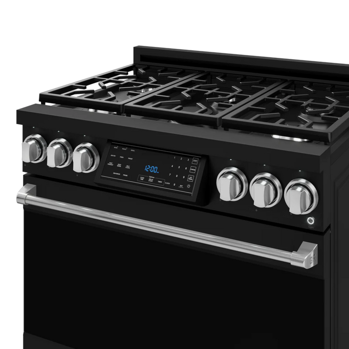 Gordon Ramsay by THOR Kitchen 36" 6.0 cu. ft. Professional Propane Gas Range with Tilt Panel Touch Control, Self-Clean and Air Fry in Matte Black with Stainless Steel Accents, RSG36BLP-SS