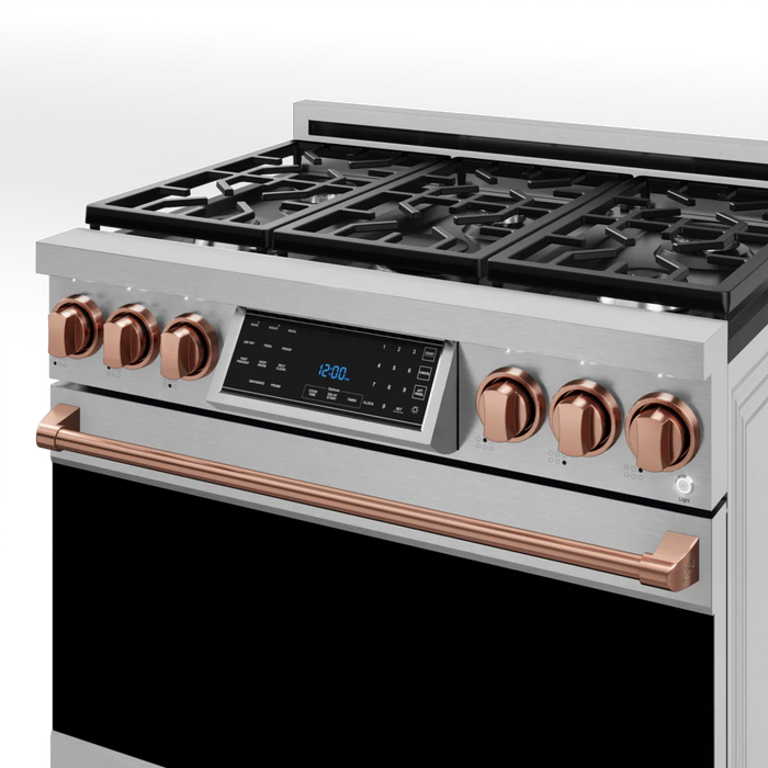 Gordon Ramsay by THOR Kitchen 36" 6.0 cu. ft. Professional Propane Gas Range with Tilt Panel Touch Control, Self-Clean and Air Fry in Stainless Steel with Rose Gold Accents, RSG36LP-RSG