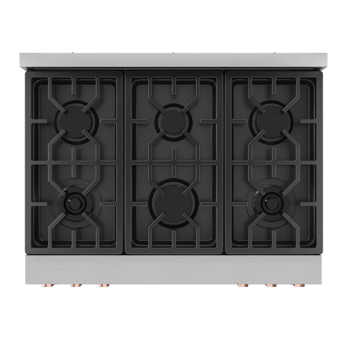 Gordon Ramsay by THOR Kitchen 36" 6.0 cu. ft. Professional Propane Gas Range with Tilt Panel Touch Control, Self-Clean and Air Fry in Stainless Steel with Rose Gold Accents, RSG36LP-RSG