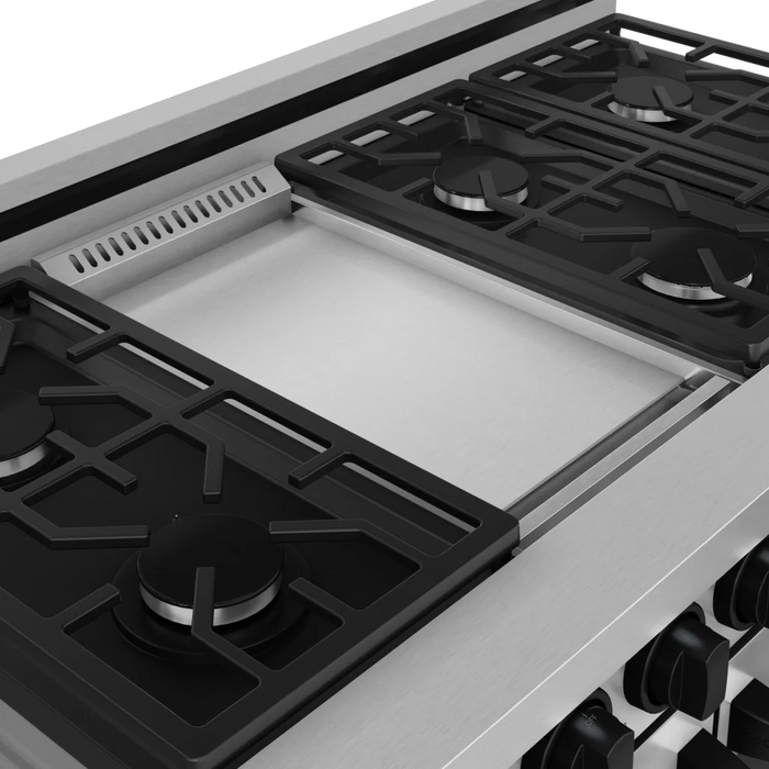 Gordon Ramsay by THOR Kitchen 48" 6.8 cu. ft. Professional Natural Gas Range in Stainless Steel with Black Accents, RSG48E-BLK