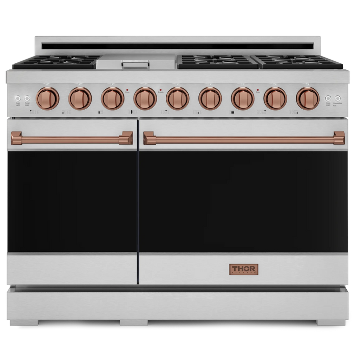 Gordon Ramsay by THOR Kitchen Package - 48" Gas Range, 36" Refrigerator with Ice Maker and Dishwasher in Stainless Steel with Rose Gold Accents, AP-RSG48ELP-RSG-2