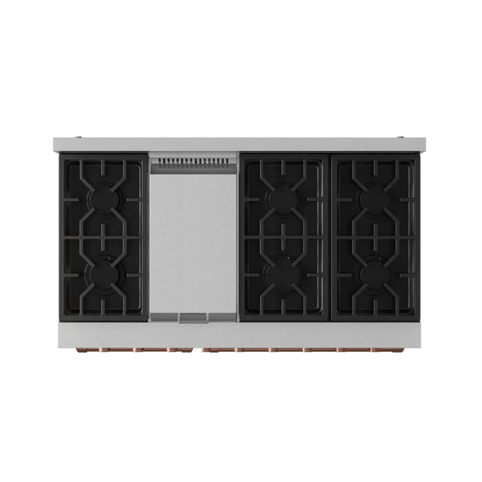 Gordon Ramsay by THOR Kitchen 48" 6.8 cu. ft. Professional Natural Gas Range in Stainless Steel with Rose Gold Accents, RSG48E-RSG