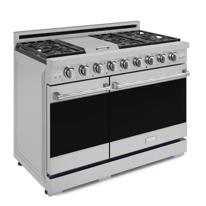 Gordon Ramsay by THOR Kitchen Package - 48" Gas Range, 36" Refrigerator with Ice Maker and Dishwasher in Stainless Steel, AP-RSG48ELP-2