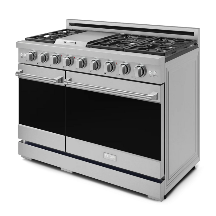 Gordon Ramsay by THOR Kitchen Package - 48" Gas Range, 36" Refrigerator with Ice Maker and Dishwasher in Stainless Steel, AP-RSG48ELP-2