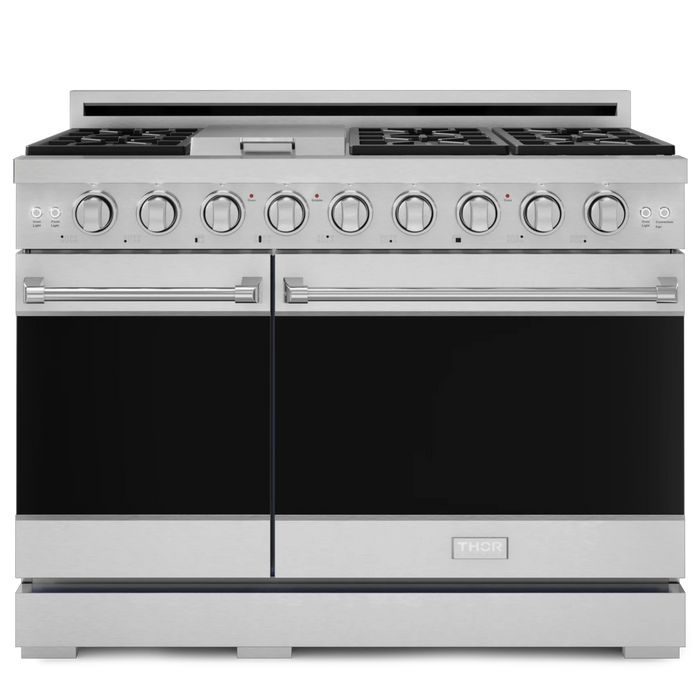 Gordon Ramsay by THOR Kitchen Package - 48" Gas Range, 36" Refrigerator with Ice Maker and Dishwasher in Stainless Steel, AP-RSG48E-2