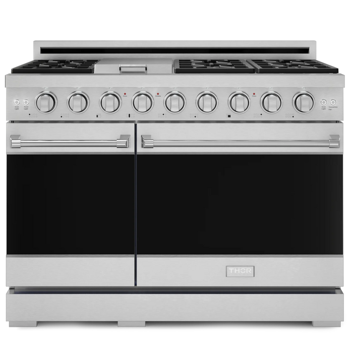 Gordon Ramsay by THOR Kitchen Package - 48" Gas Range, 36" Refrigerator with Ice Maker and Dishwasher in Stainless Steel, AP-RSG48ELP-2