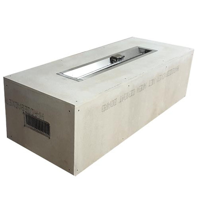 HPC Fire Stainless Steel Torpedo Burner Rectangle Trough Enclosure - 60" x 24" - with Convenient Push Button Ignition and Flame Sensing Technology