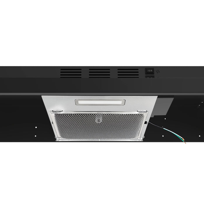 FORNO Espresso Cappa 30" 200 CFM Compact Under Cabinet Convertible Range Hood in Black, FRHUC5200-30BLK