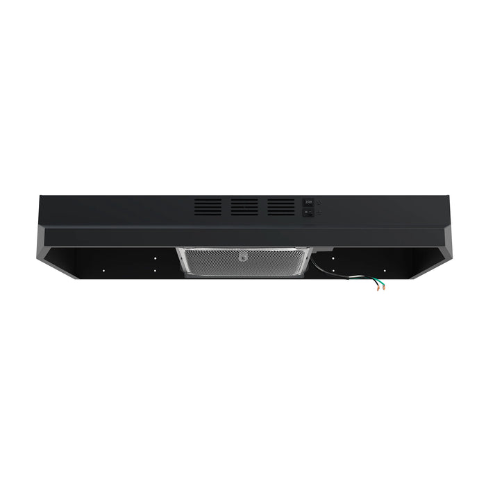 FORNO Espresso Cappa 30" 200 CFM Compact Under Cabinet Convertible Range Hood in Black, FRHUC5200-30BLK