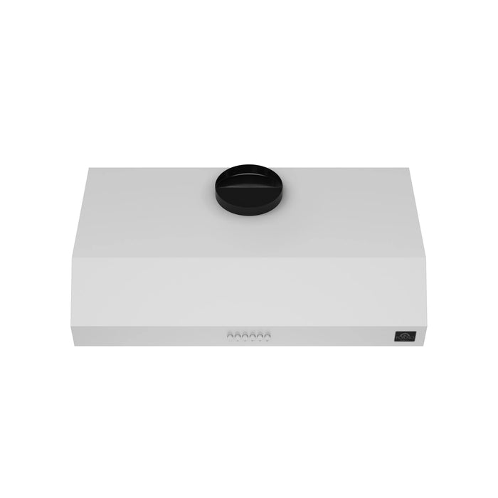 Forno Espresso Package - 30" Electric Range, Range Hood and Refrigerator in White with Silver Handles, AP-FFSEL6012-30WHT-S-3P-36R