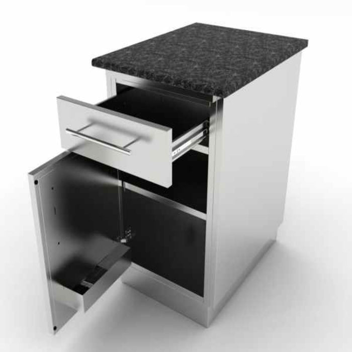 Combo Cabinet with Left-Swing 18-Inch Door, Top Drawer, and Shelf