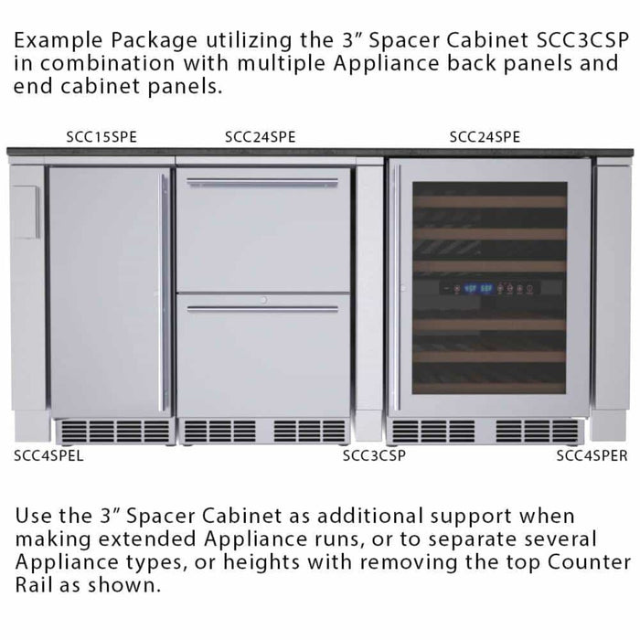 3" Appliance Spacer Cabinet - For Outdoor Kitchens