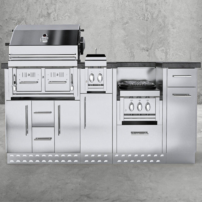 Dallas 9'11" Cabinet Island Package - Features Gas Hybrid Charcoal Grill