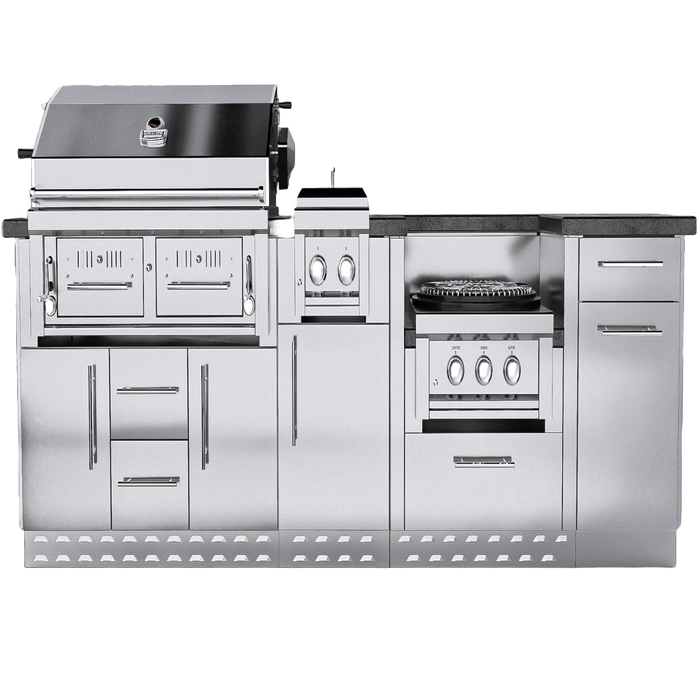 Dallas 9'11" Cabinet Island Package - Features Gas Hybrid Charcoal Grill