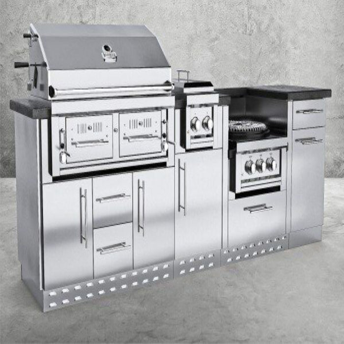 Dallas 9'11" Cabinet Island Package - Features Gas Hybrid Charcoal Grill