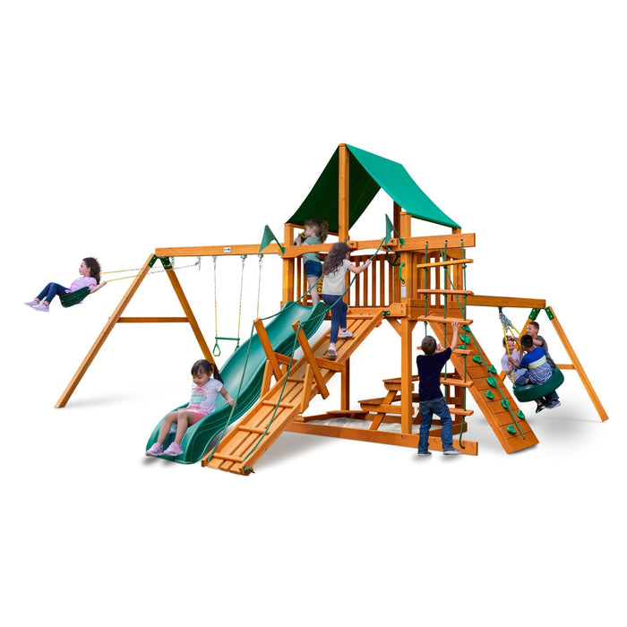 Gorilla Playsets Frontier w/ Amber Posts and Deluxe Green Vinyl Canopy