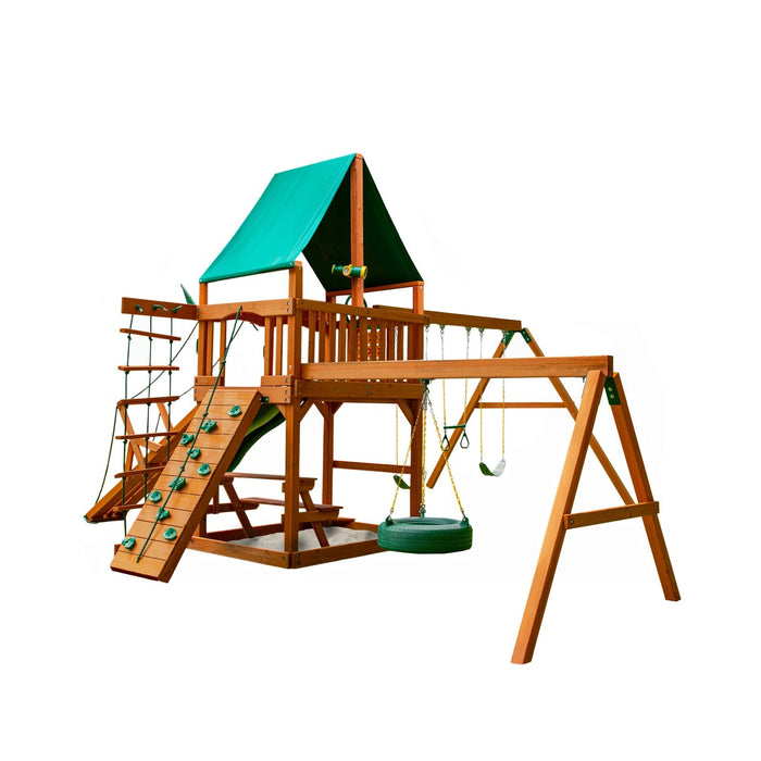 Gorilla Playsets Frontier w/ Amber Posts and Deluxe Green Vinyl Canopy