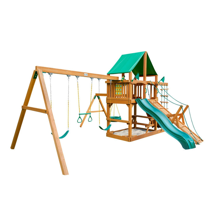 Gorilla Playsets Frontier w/ Amber Posts and Deluxe Green Vinyl Canopy