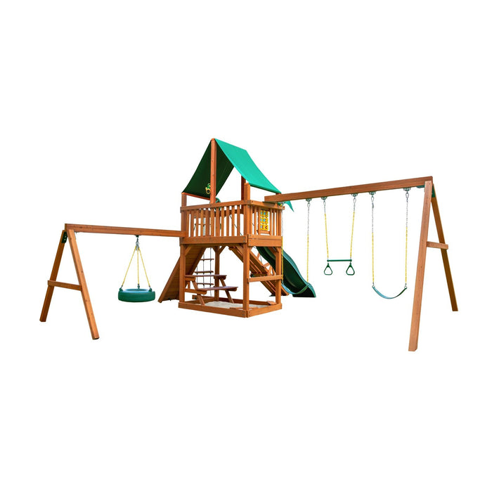 Gorilla Playsets Frontier w/ Amber Posts and Deluxe Green Vinyl Canopy