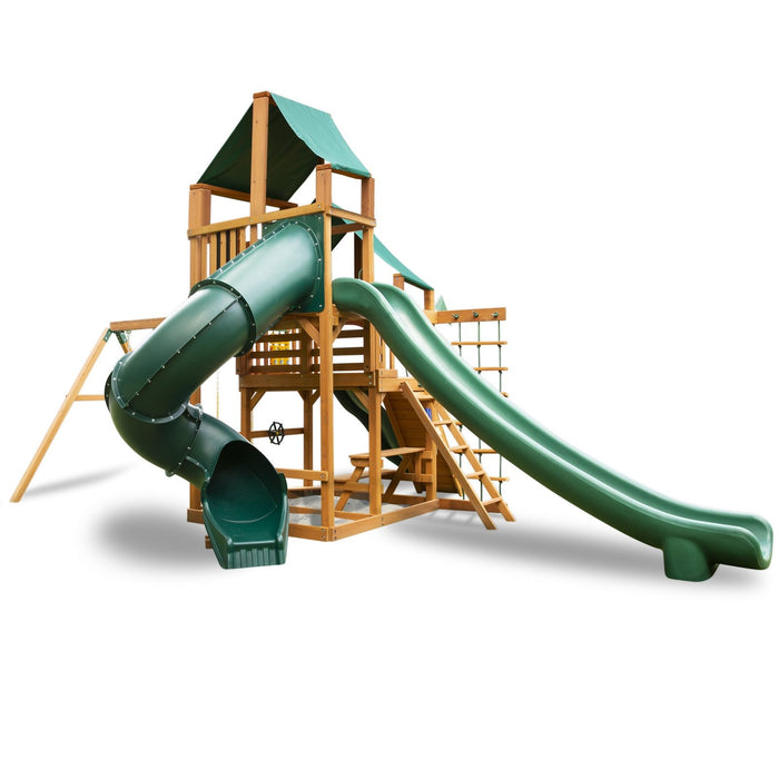 Gorilla Playsets Great Skye II w/ Amber Posts and Deluxe Green Vinyl Canopy