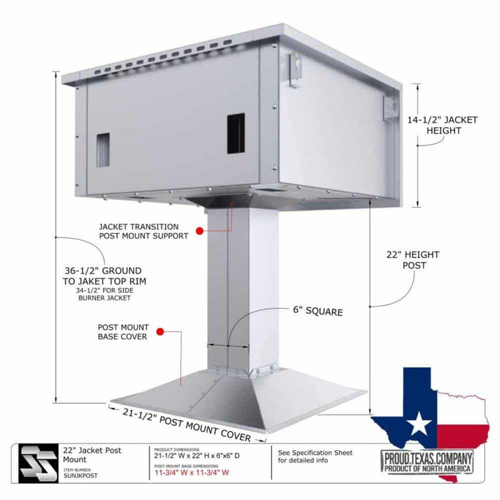 Post Fixture Mount for Grill Jacket - 22-1/2 Inches in Height