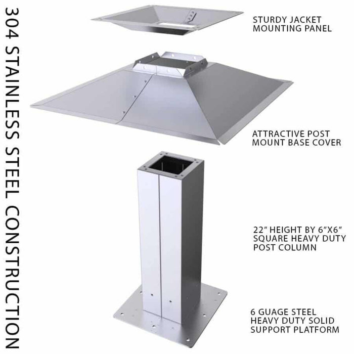 Post Fixture Mount for Grill Jacket - 22-1/2 Inches in Height