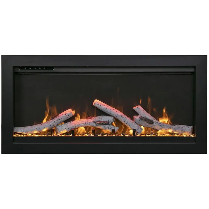 Amantii Symmetry Smart Electric Fireplace: Sleek Design with Logs and Glass