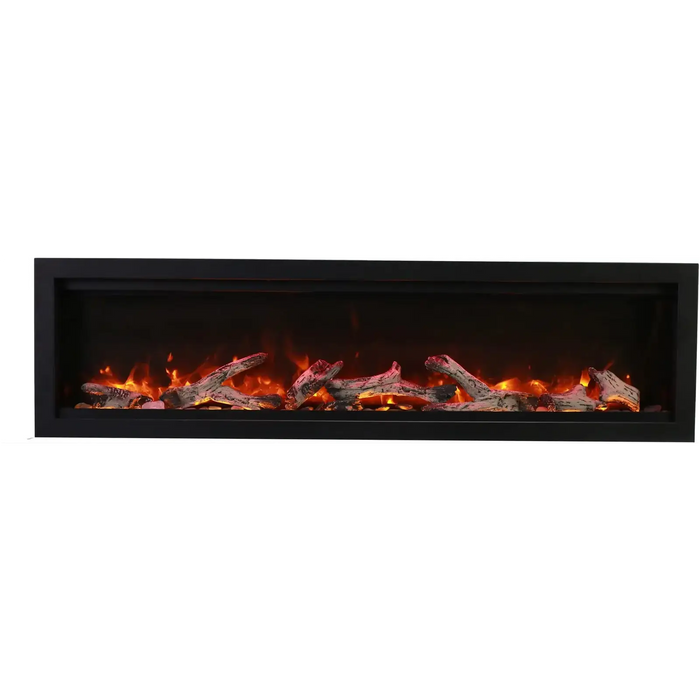 Amantii Symmetry Bespoke Clean Face Electric Built-In Fireplace: Elegant Log