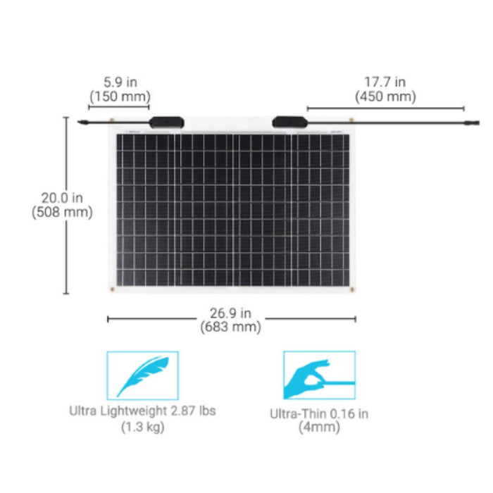 Renogy Flexible Monocrystalline Solar Panel 50 Watt 12 Volt