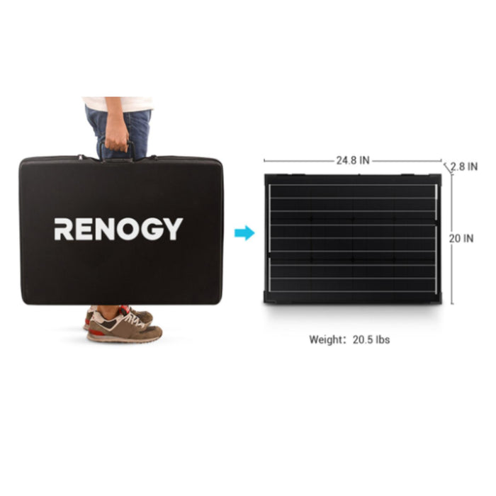 Renogy 100 Watt 12 Volt Monocrystalline Foldable Solar Suitcase w/o Controller