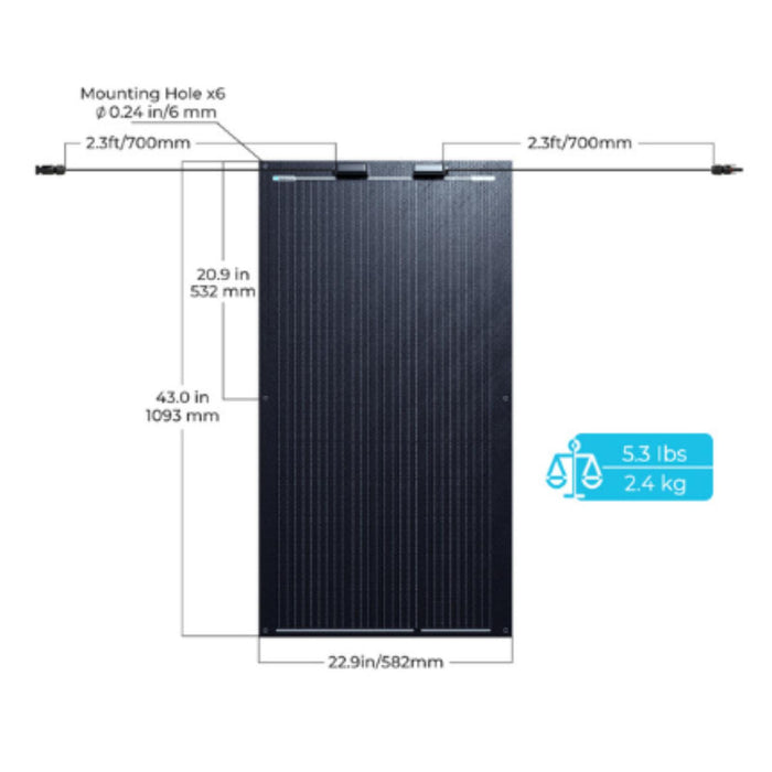 Renogy 100 Watt 12 Volt Black Division Lightweight Monocrystalline Solar Panel