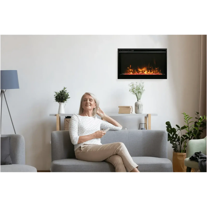 Amantii Traditional Series Xtra Slim Electric Fireplace - 4" Depth, WiFi, 3-Speed Motor